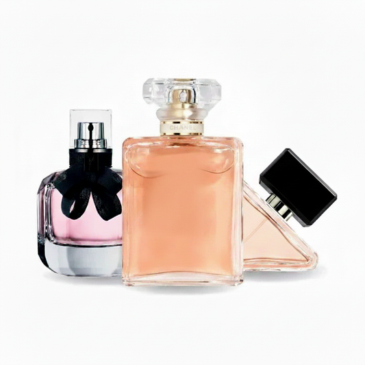 SET MIT 3 PARFÜMS: Blumig-orientalisches Damenparfüm, klassisches Eau de Parfum und fruchtiger Duft – 100 ml