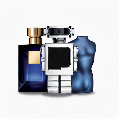 SET MIT 3 PARFÜMS: Holzig-aromatisches Herrenparfüm, Futuristisches Eau de Toilette und Intensives orientalisches Eau de Parfum